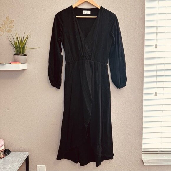 Back Label Wellness Wear Ballet Dress Long Sleeves Egyptian Cotton Midnight Sz S - Picture 4 of 11